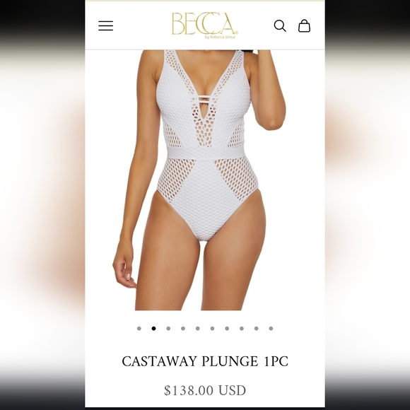 Becca Castaway Plunge One Piece Swimsuit In White - Picture 16 of 16